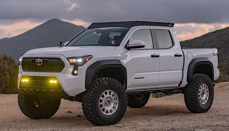 2024 Toyota Tacoma White with Baja Designs lights